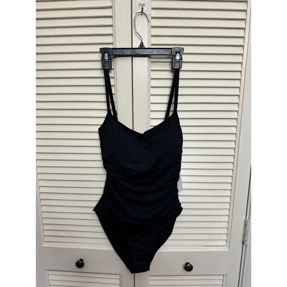 Island Goddess Rouched Body Lingerie Mio One Piece Swimsuit LB0IG24-Black Size 8 - Picture 1 of 5
